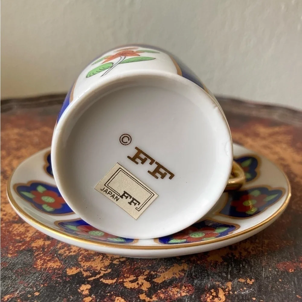 Fitz & Floyd Oriental Flower Demitasse Set